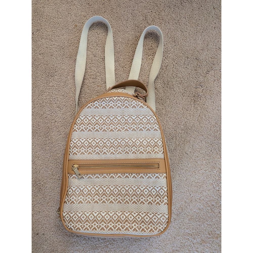 Tommy Bahama Geometric Woven Straw Crossbody Mini Backpack Bag